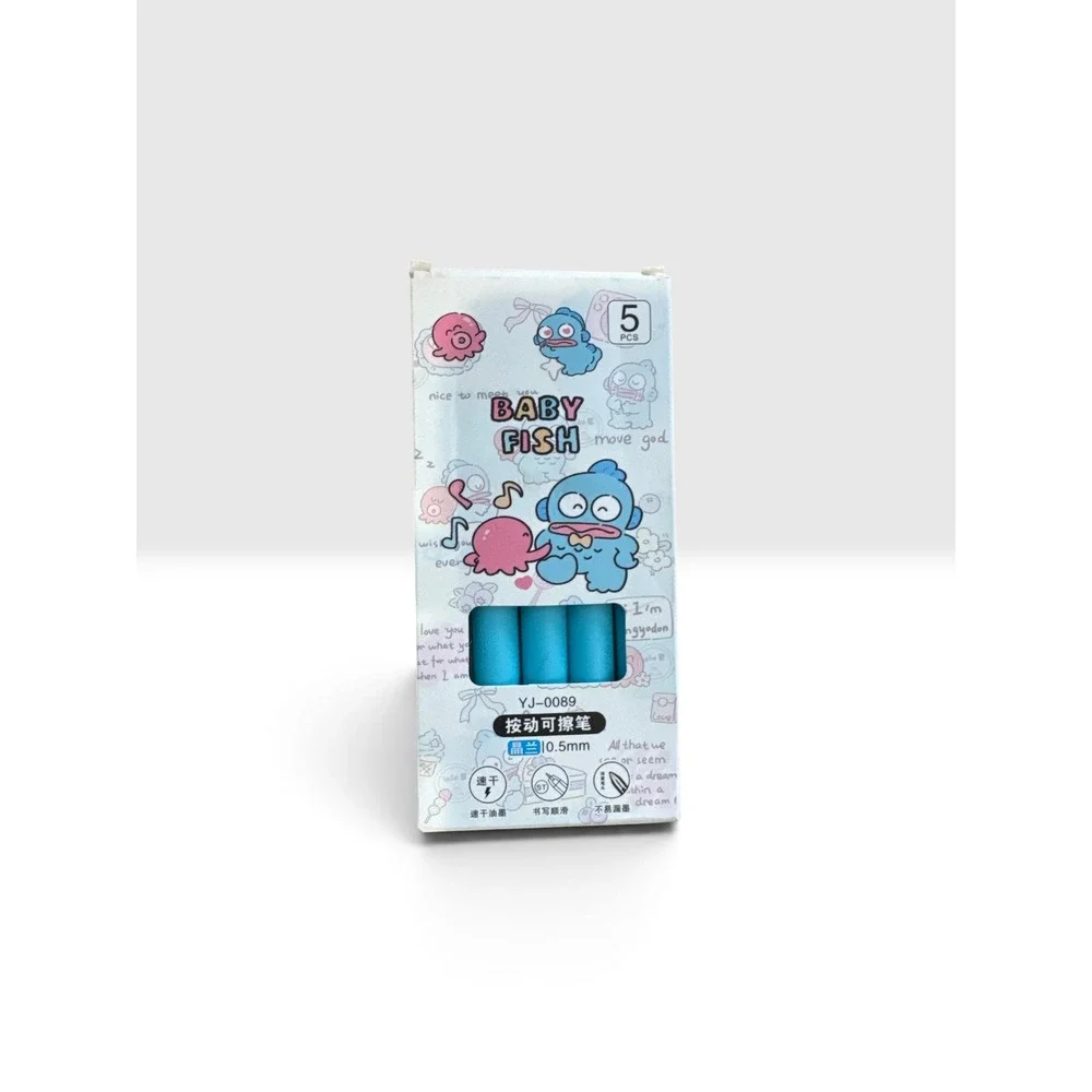 HANGYODON Erasable Gel Pens 5pc Set 0.5mm Blue Ink Retractable Cute Pen